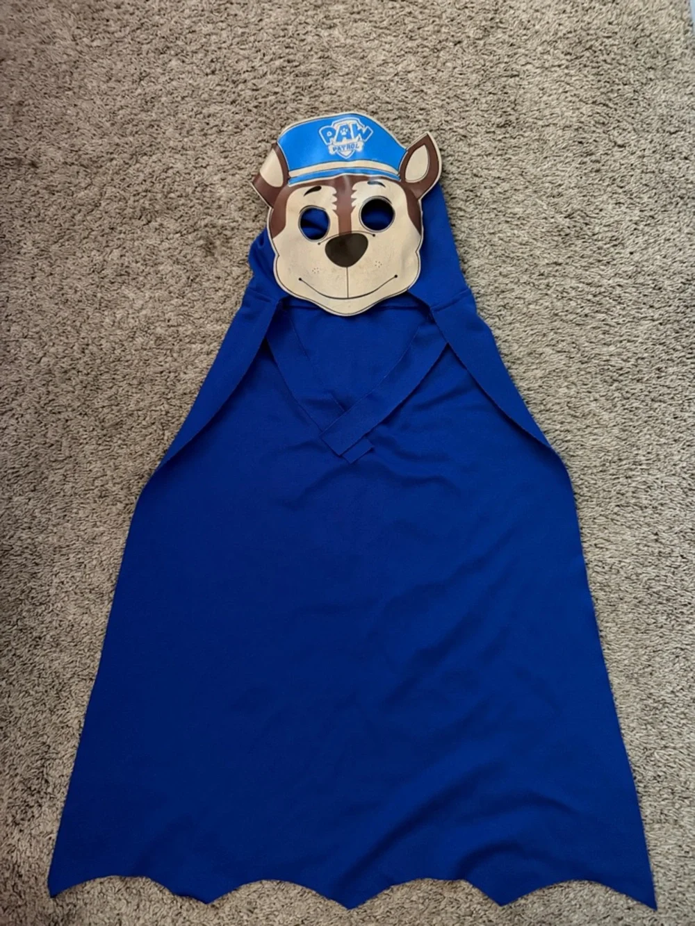 Paw Patrol Blue Chase Hooded Cape with Mask Ryder and pups on back of cape too